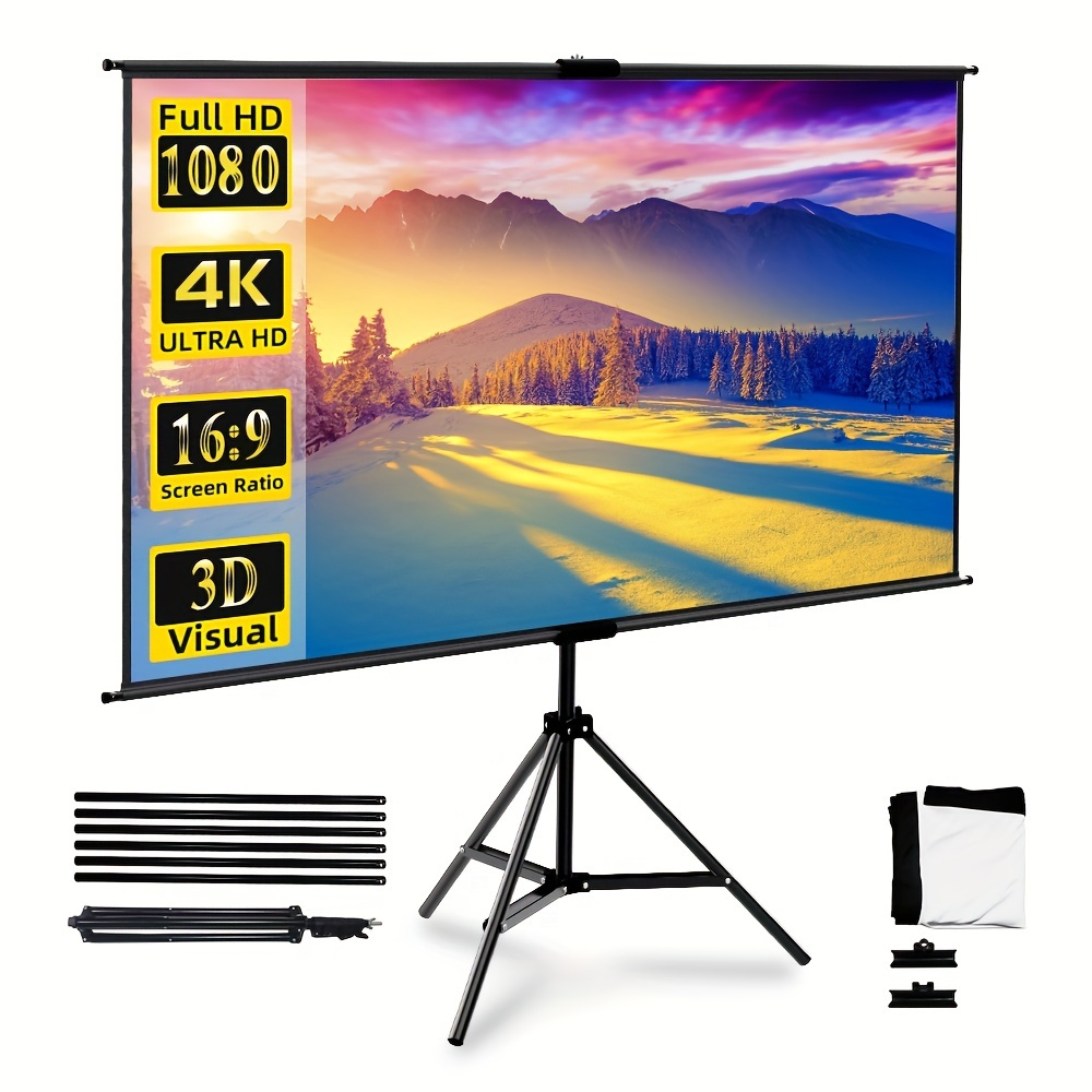 

WEIJIEMING 60/72" Écran de Projection Portable avec Support - 16:9, Léger & Installation Facile pour , Fêtes dans , Présentations de Bureau