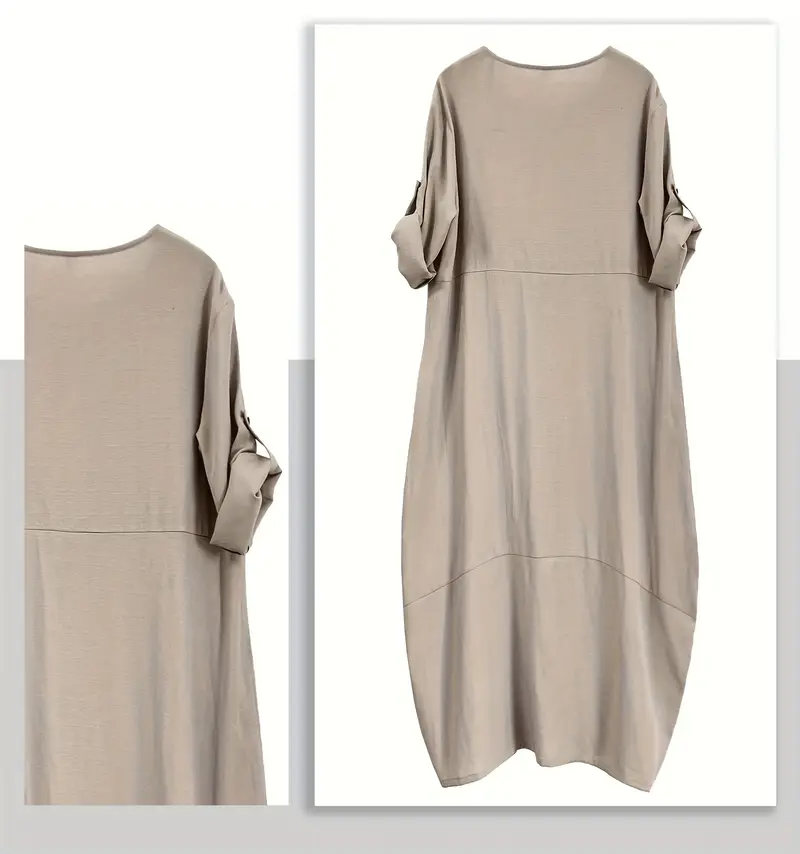 γυναικείο καθημερινό φόρεμα α-γραμμής με κουμπιά και σπασίματα στο πλάι - ζωηρό κίτρινο, χαλαρή εφαρμογή με στρογγυλή λαιμόκοψη για άνοιξη/καλοκαίρι, κομψό ρούχο που πλένεται στο πλυντήριο, κλασική σιλουέτα, αναπνεύσιμο υλικό, χαλαρός στυλ Στοιχεία είδους 2