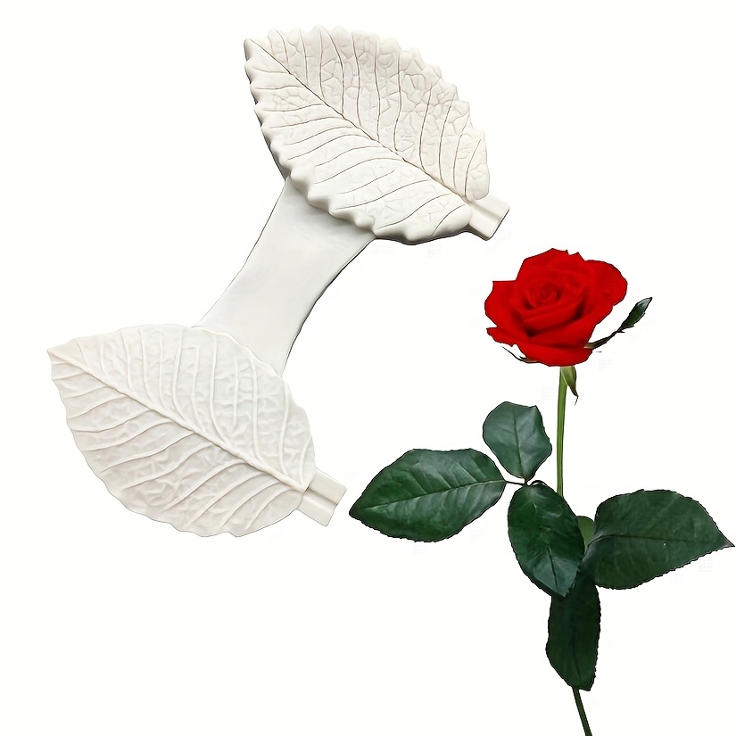 Image of Elegant Rose Flower Leaf Silicone Mold For Chocolate, Cake Baking, Fondant Simulation Floral Leaves Patterns