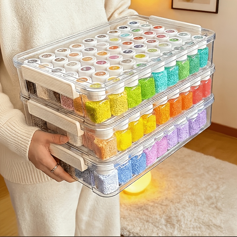 1 Puzzle Bead Storage Box Set, Including 54 Transparent Storage Bottles, For Storing Puzzle Bead Tools, Large Capacity, As A Manual Storage Box, Can Be Used As A Storage Box