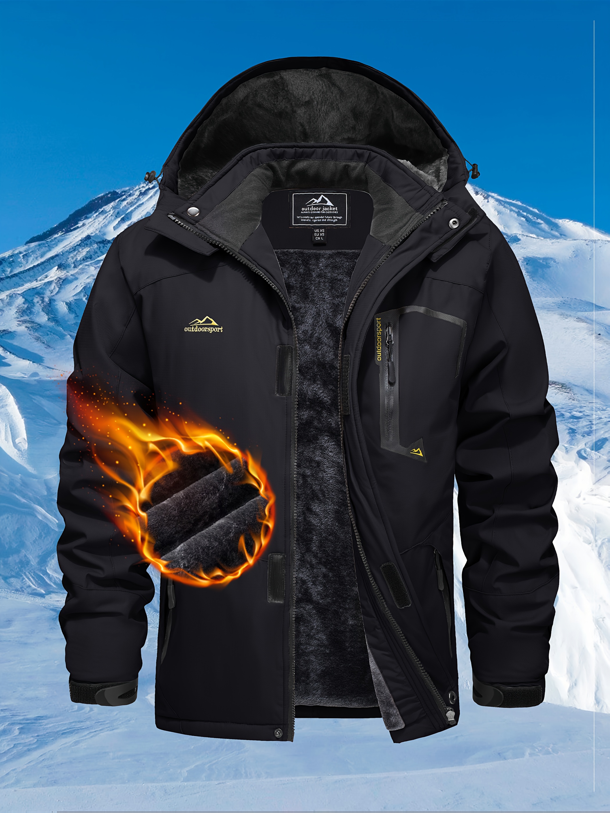 chaqueta esquí hombre impermeable antiviento forro térmico Temu