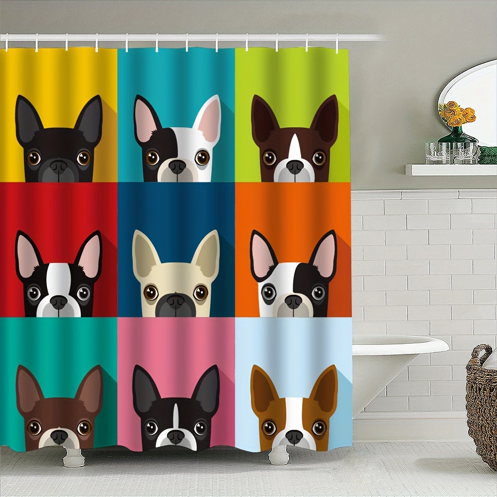 

Durable Waterproof Dog Print Shower Curtain - Oversized, Machine Washable Bathroom Decor With Privacy Window Cover