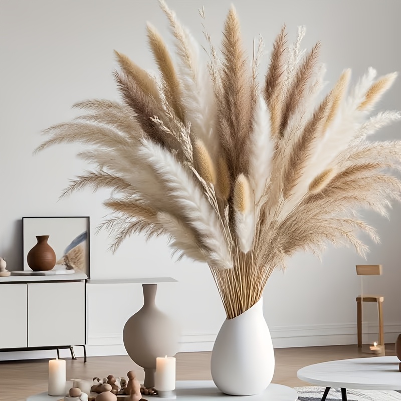 71pcs Boho Natural Dried Pampas Grass Bundle | White Beige Mixed Dried Floral Table Centerpieces For Wedding, Home, Room Decor, Great For Mother's Day, Valentine's Day, Christmas & Thanksgiving Gifts