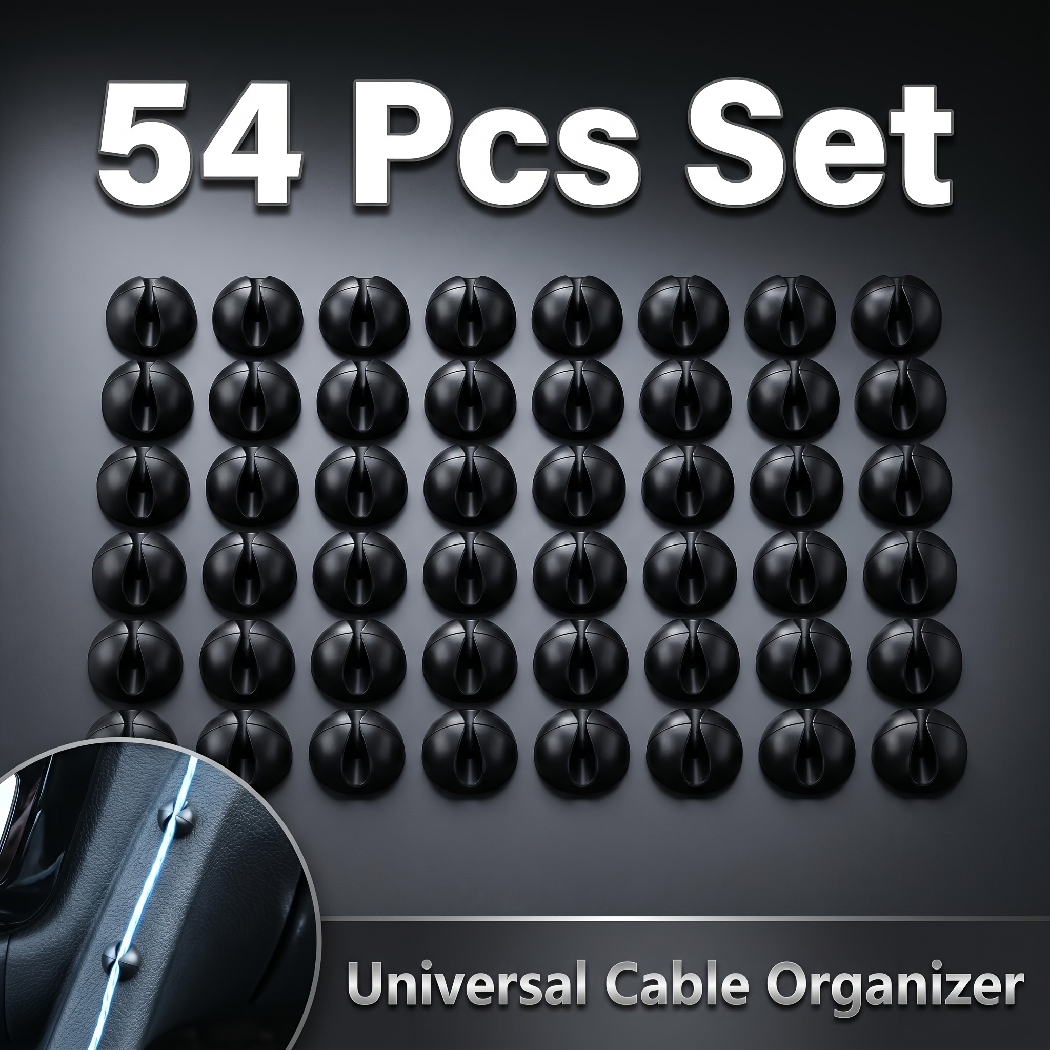 TEMU 54pcs Car Dashboard Cable Organizer Clip | Plastic Cable Manager, Suitable For Headphones And Charging Cables, Universal Car Interior Decoration