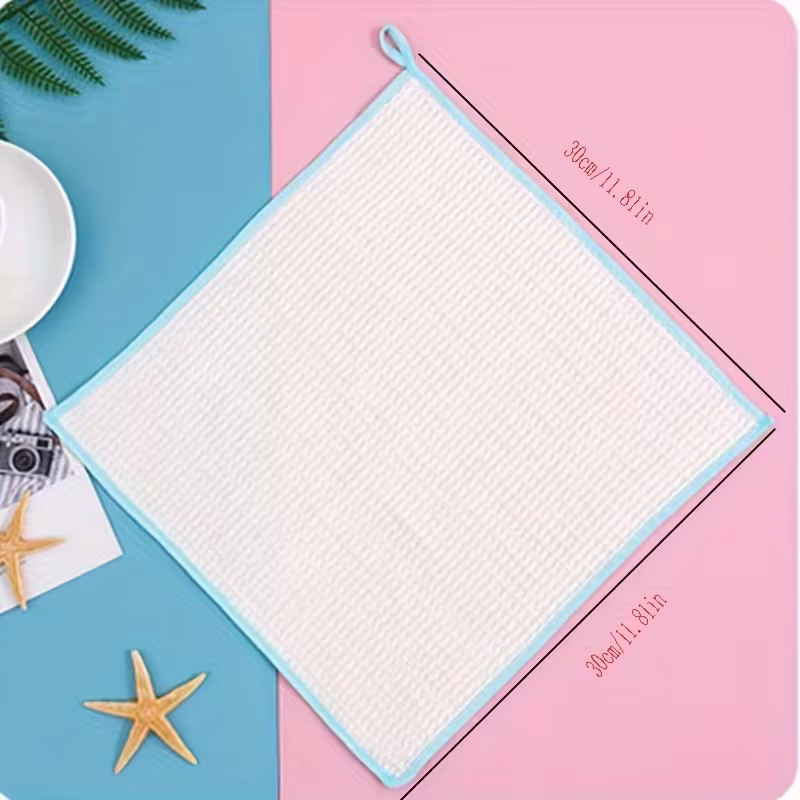 4pcs heavy duty bamboo fiber kitchen towels super absorbent non stick dish cloths with stripe borders hand wash only grease resistant modern dish towels for dishwashing wiping bulk wholesale Product details 3