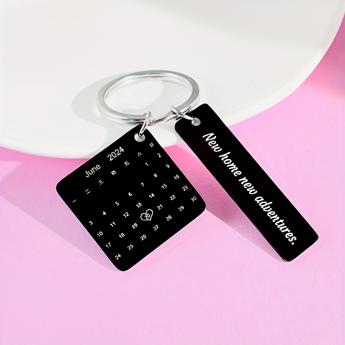 Personalized Stainless Steel Calendar Keychain