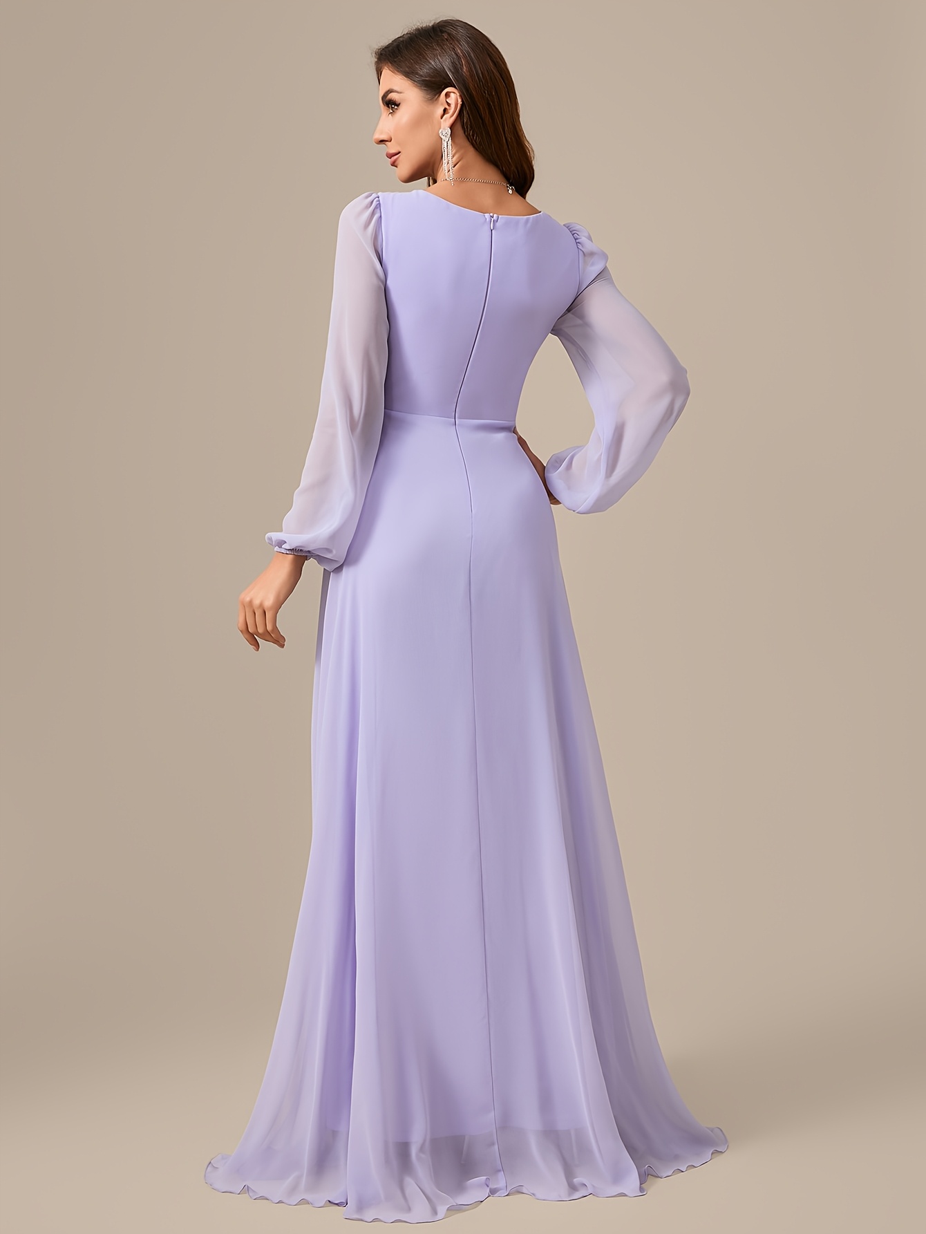 elegant pleated v neck long sleeve dress front tucks in - Temu Mauritius