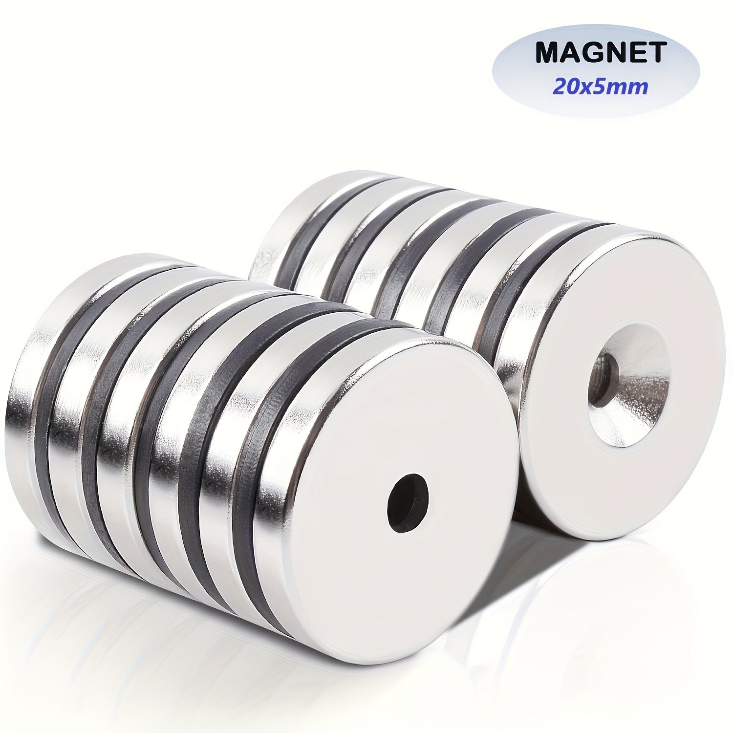 

8pcs 20x5mm Strong Neodymium Magnets With Holes - Rare Earth Discs For Science, , Industrial Use & Tool Storage