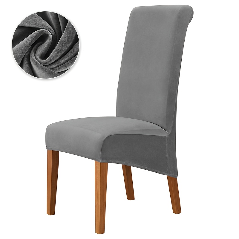 TEMU Housse de chaise 1 pièce à haut en peluche renard argenté, grande taille, tissu doux et extensible