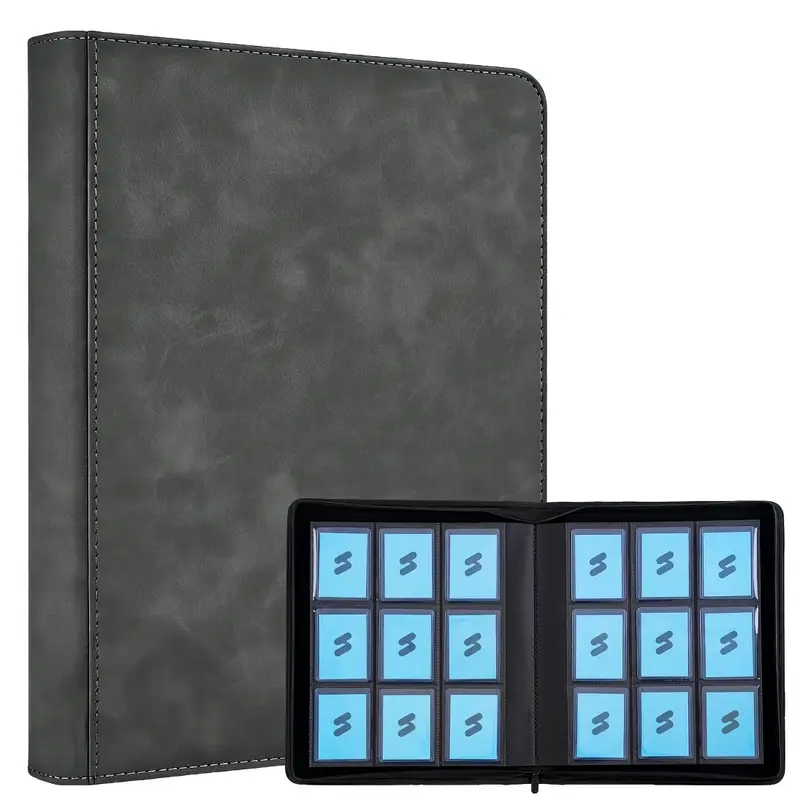 hard case card binder Toploader Trading Binder Storage Hold up 288 Cards 9-Pocket Top Loader Binder with Sleeves for 3x4 Rigid Toploaders Cases (9Dark Grey Offer different stylish colors to match your tastes top loader binder trading card