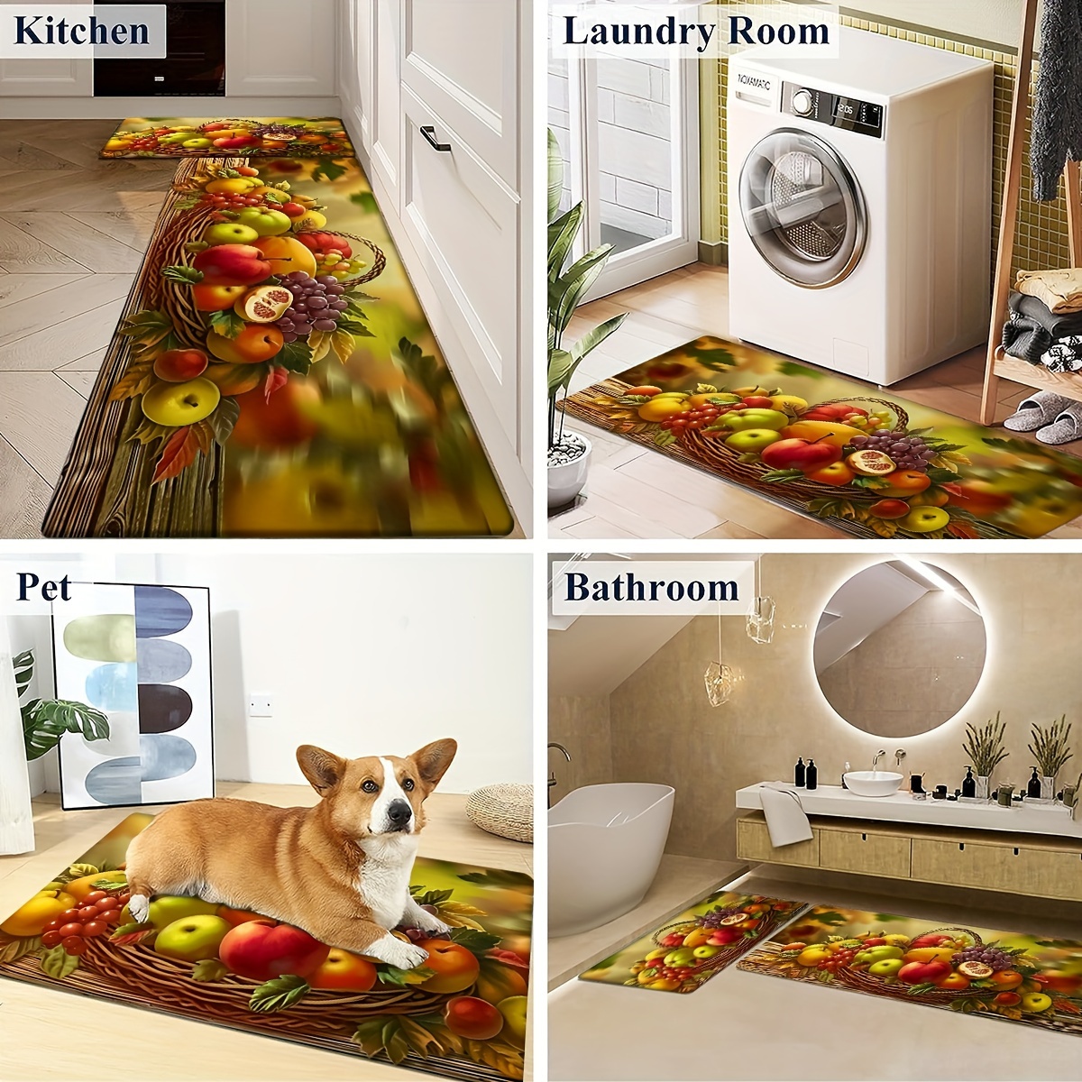 Corgi Fruit Bath Rug