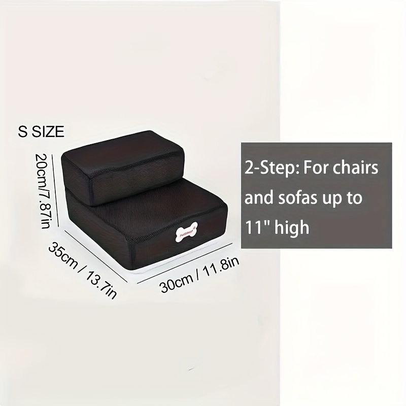 Foldable Black Sponge Dog Ramp - 3-tier Pet Step, Non-slip Surface, Ideal For Puppies And Small Dogs, Durable Material, Dog Ramp