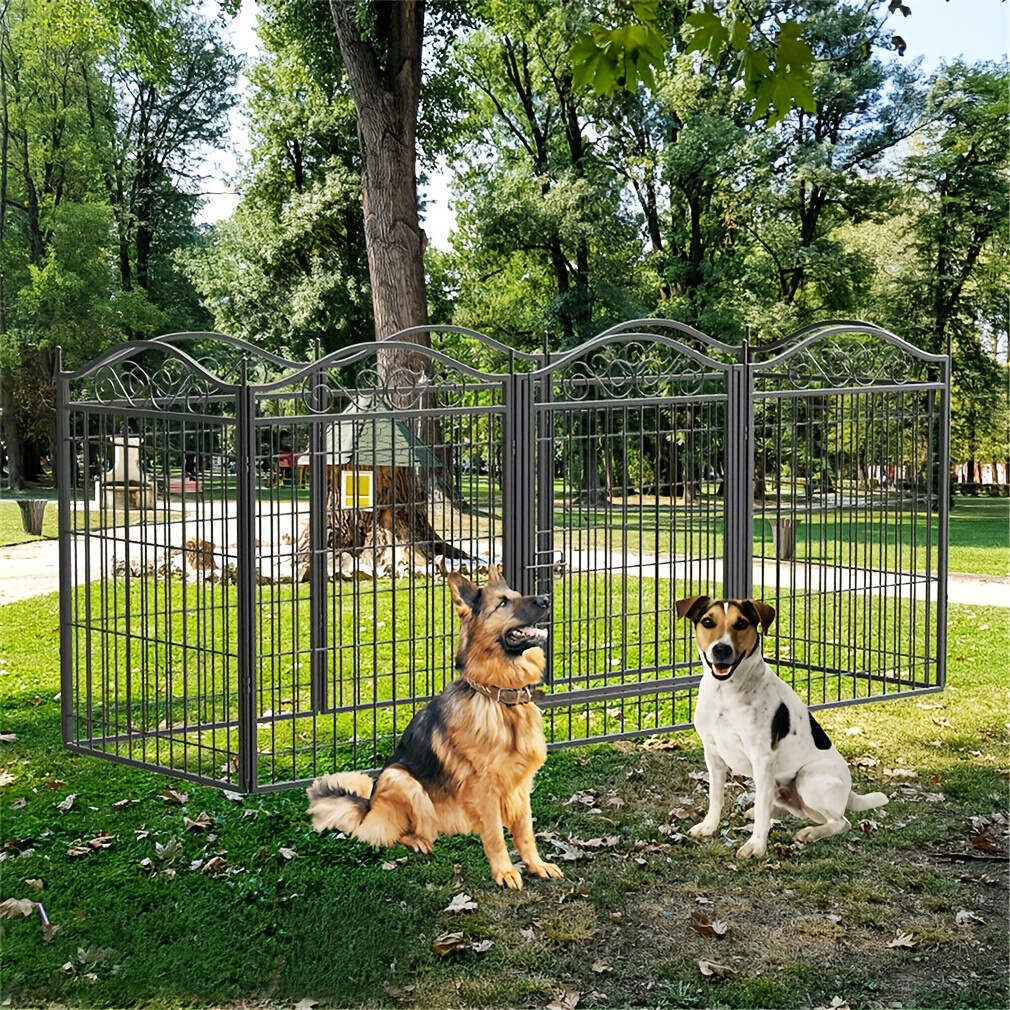 TEMU 8 Panneaux Canapé de Jeu Pour Chien Clôture Pour Chien Extérieur Cage Pour Chien Grand Kennel En Métal Canapé D'exercice Pour Chien Cour de