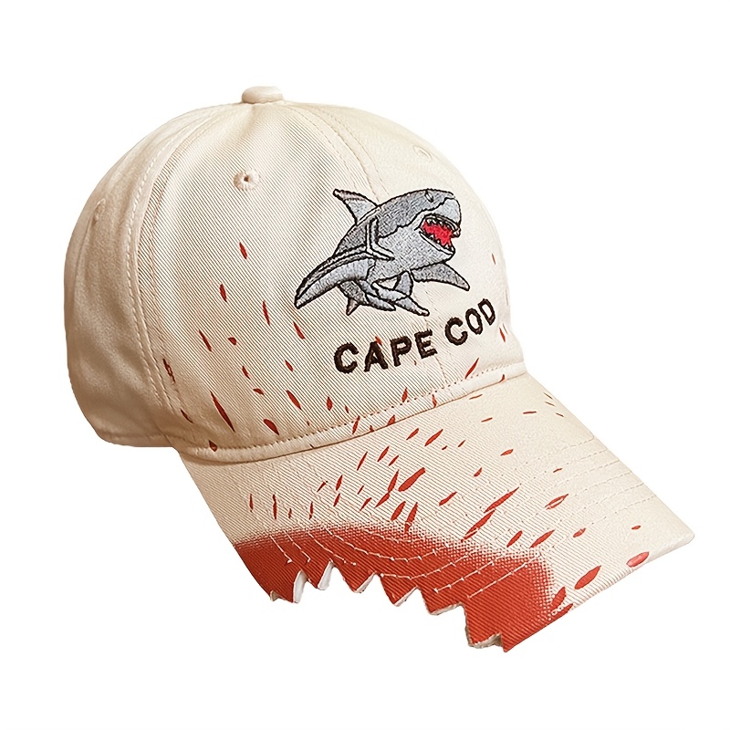 

Shark Embroidered Baseball Cap - Funky Graffiti Splatter Design, Lightweight Polyester, Ideal For Couples & Anniversary Gifts