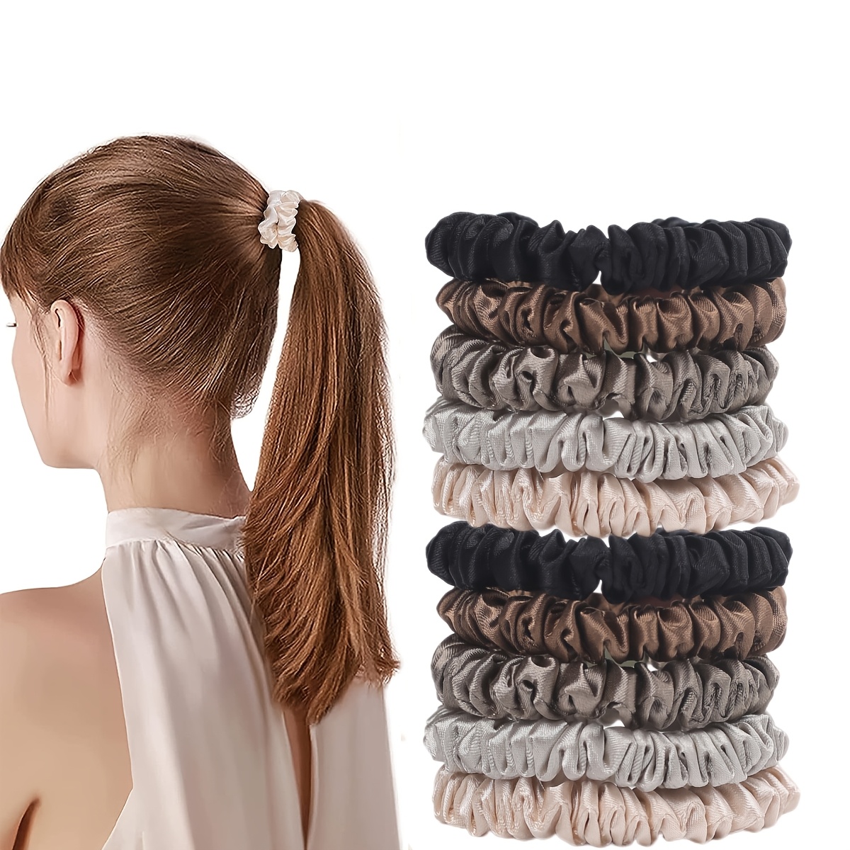 

30/20/10pcs Solid Color Hair Scrunchies Set - Cute Fabric Hair Ties For Women, Assorted Colors, Hair, Pack Of Multiple Pieces