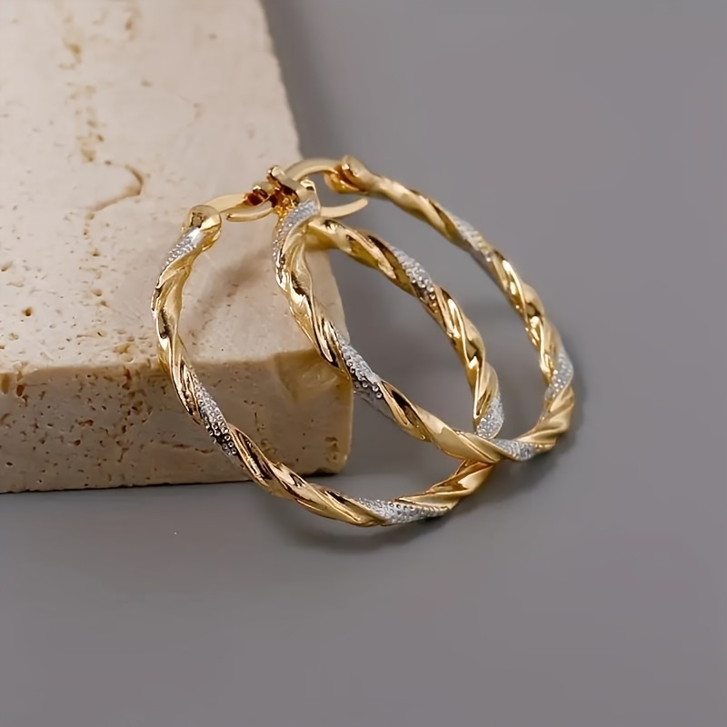 TEMU Boîtes d'oreilles torsadées style rétro luxe, bijoux en alliage de , accessoires quotidiens, cadeaux tendance pour femmes