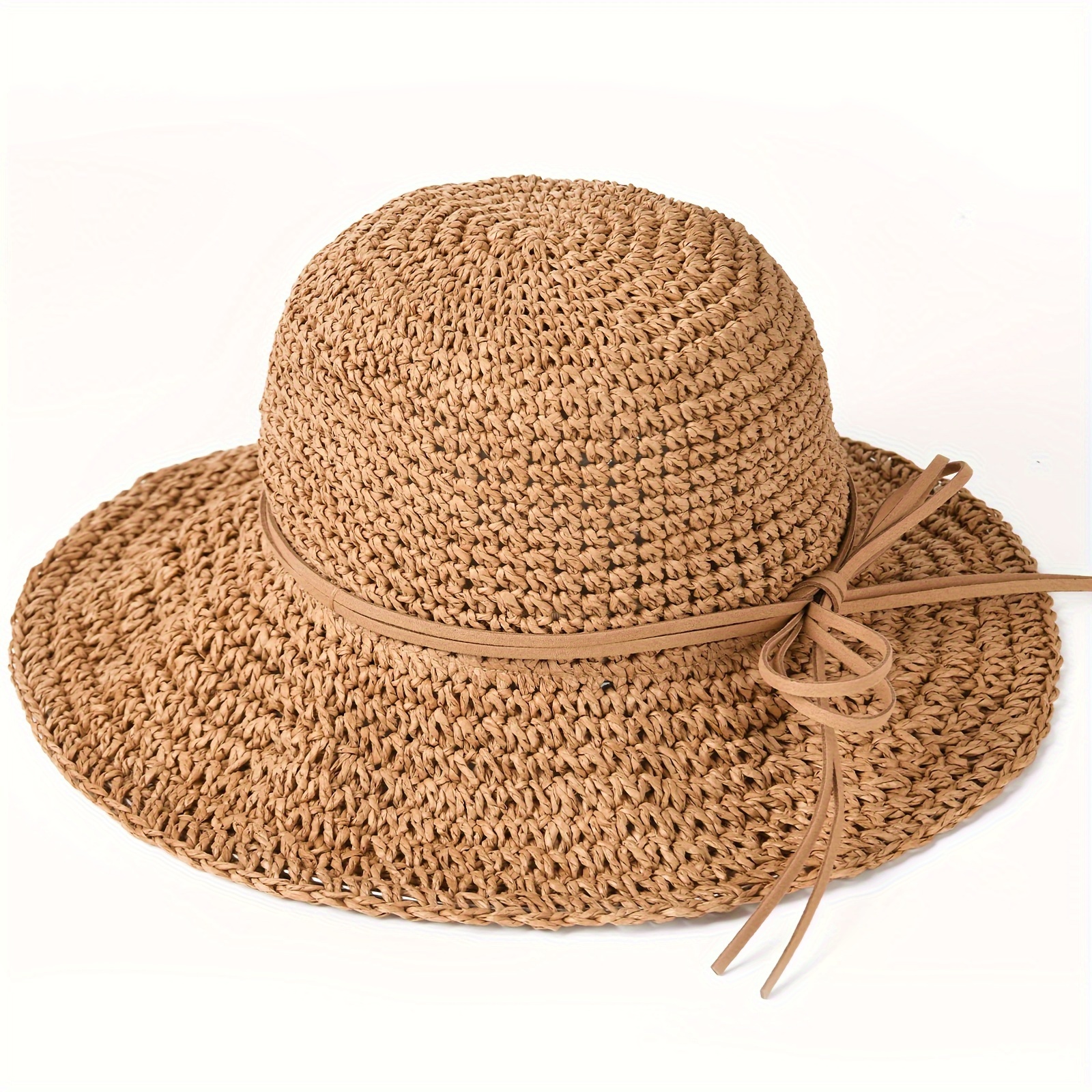 Beach Wide Brim UV Protection Straw Hat, Foldable Packable Sun Cap For  Outdoor Travel