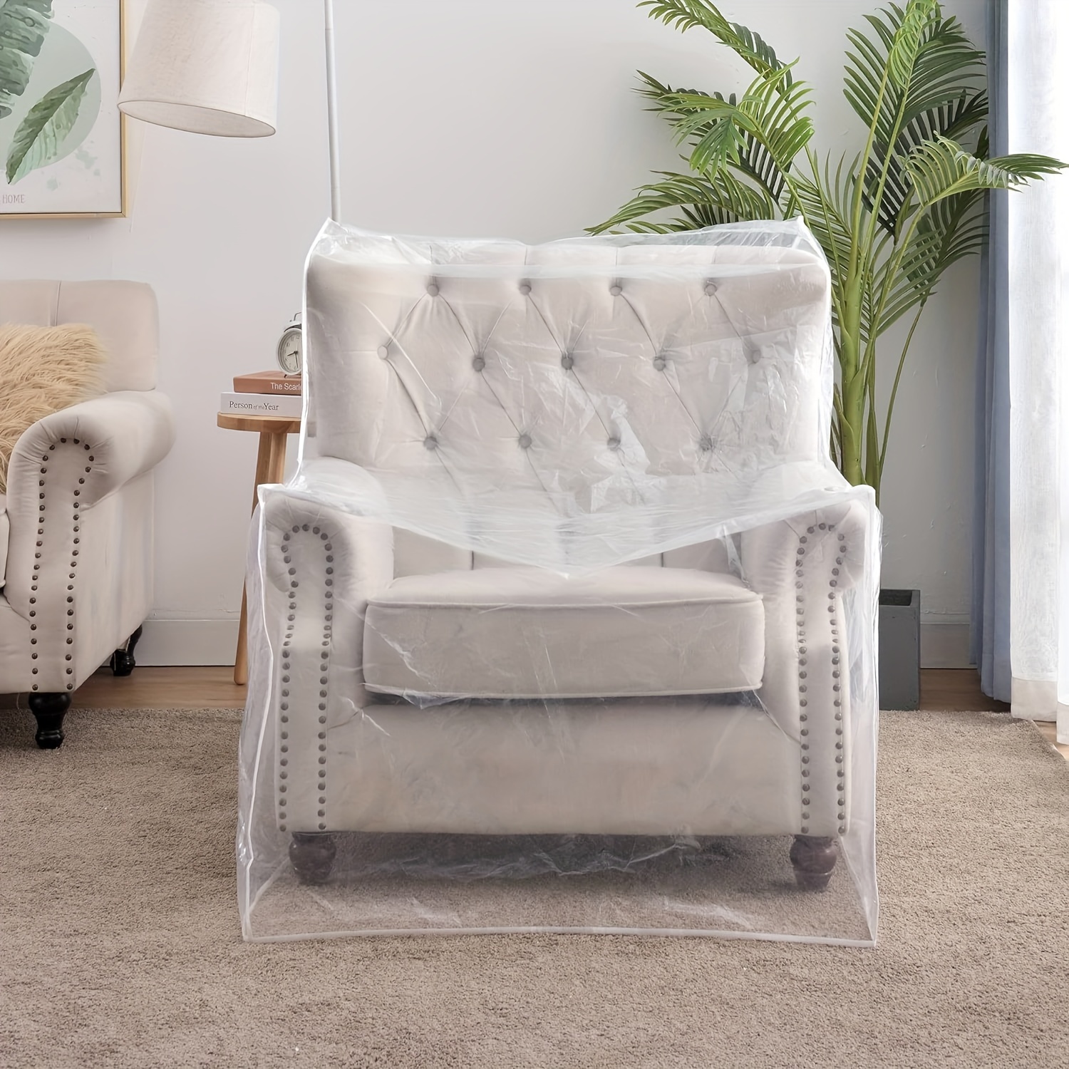 Tudomro 8 fundas de plástico para sillas de exteriores, impermeables, a  prueba de polvo, funda de sofá de plástico transparente para muebles, sofá