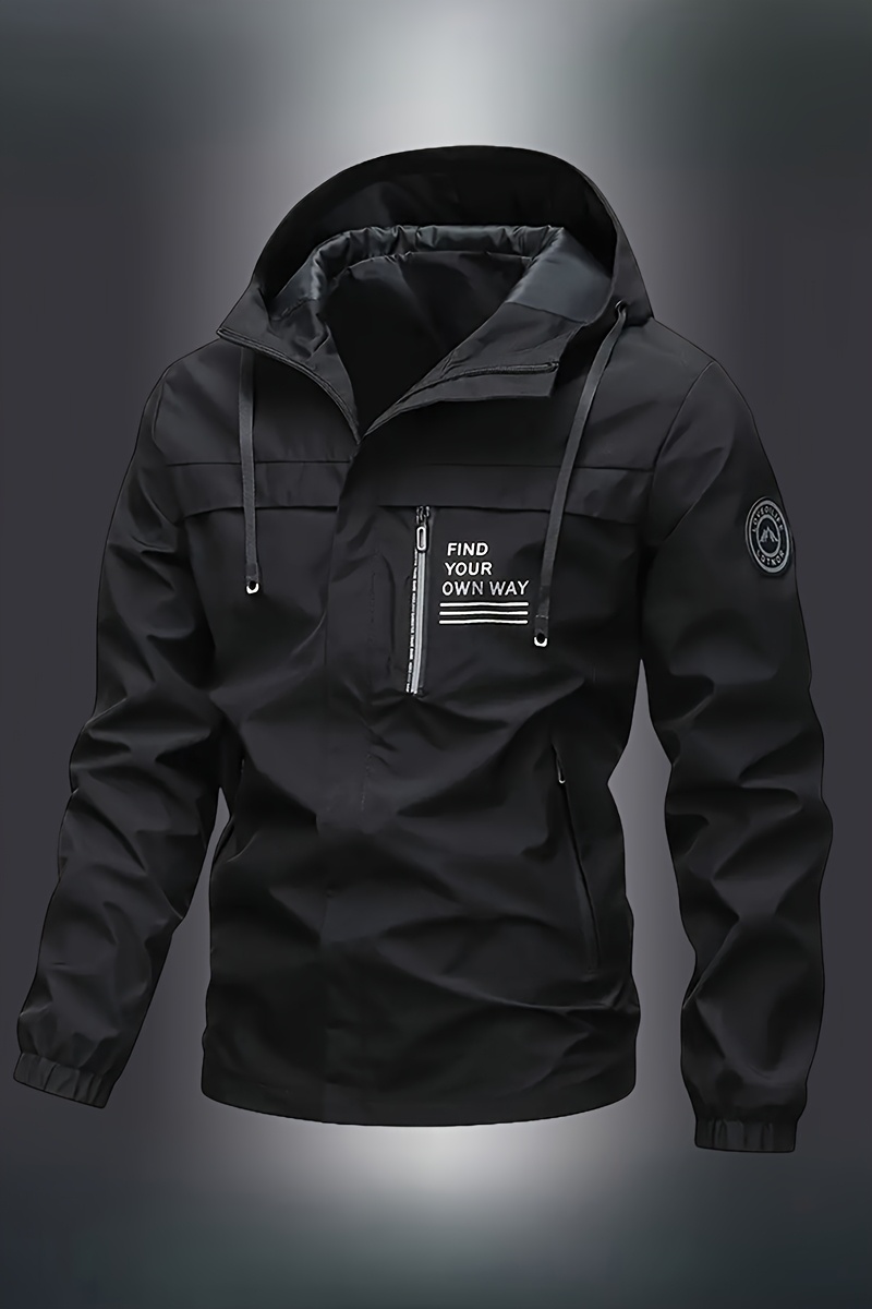 Chaqueta de hombre con diseño 'Encuentra tu camino' adecuada para ciclismo y actividades de primavera/otoño. Chaqueta deportiva casual de exteriores con textura suave y secado rápido.