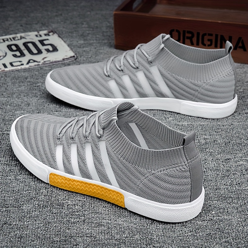 

Men's Trendy Breathable Striped Low Top Skateboard Shoes, Comfy Non Slip Casual Soft Sole Sneakers, Men's Footwear