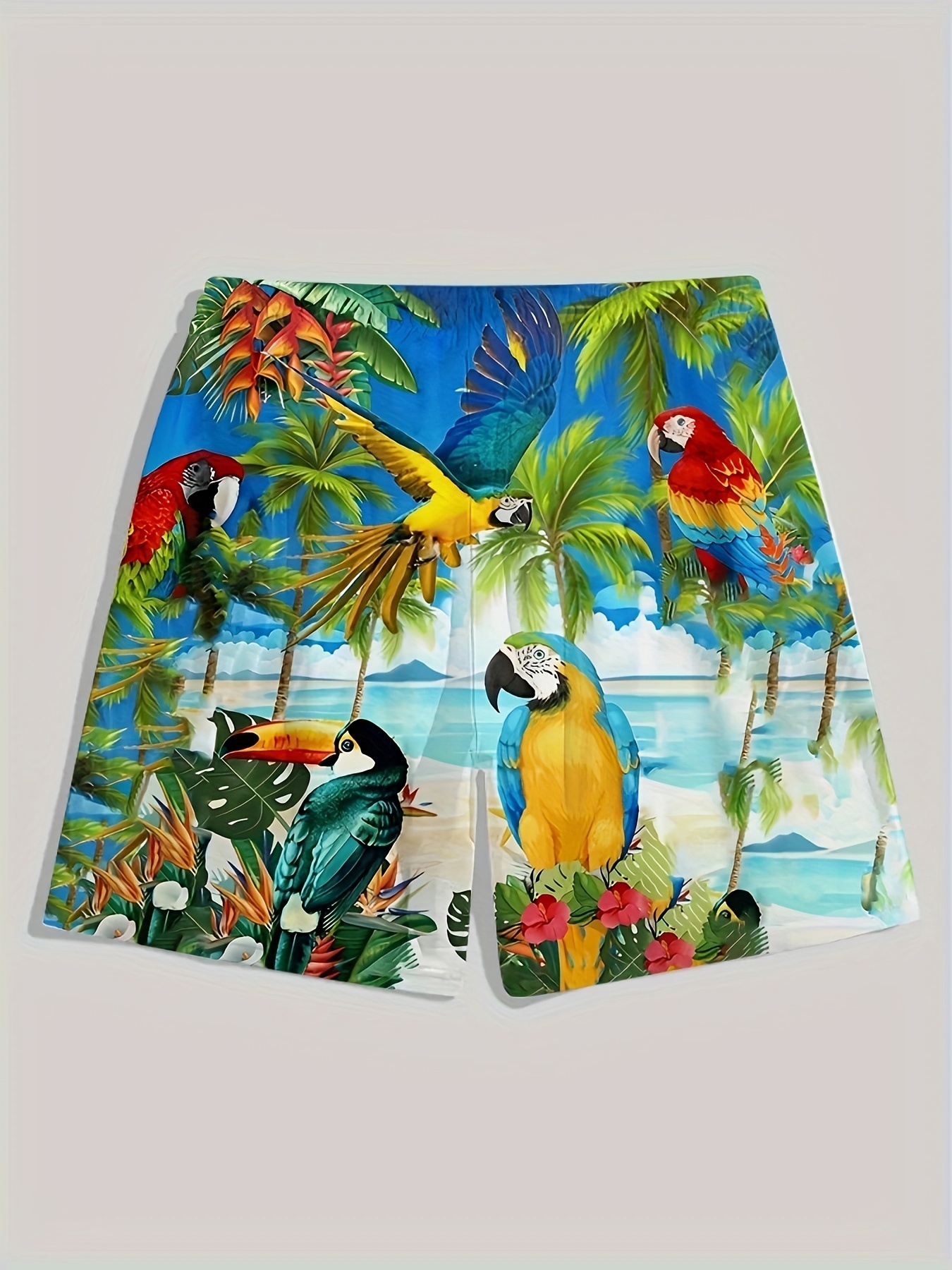 men's trendy seaside parrot pattern print - Temu