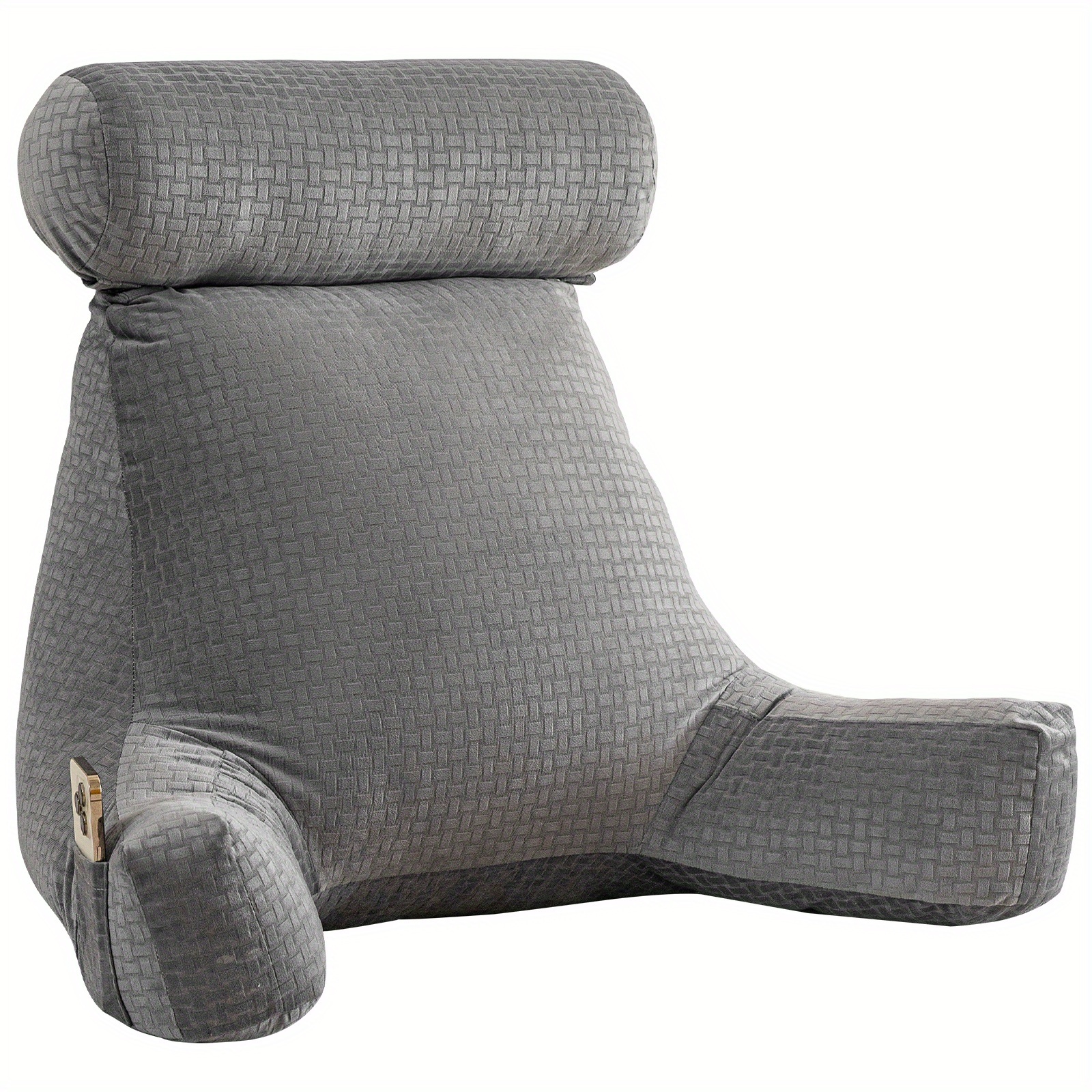 TEMU Cojín de Lectura Extra Grande, Almohada de Soporte para Cama con Rollo de Cuello Removible y Soporte de Brazo Elevado para Sentarse en la Cama,