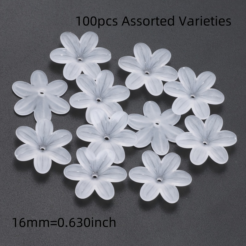 E-shop 100 Stück 16mm und 23mm Mattweiße Acryl Sechsnervenblumen