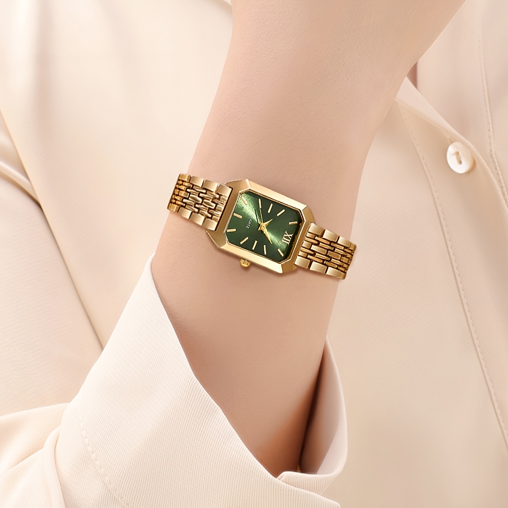 Women's Elegant Stainless Steel Strap Alloy Case Quartz Watch, Fashion Minimalist Dial Design with Electronic Battery, Suitable for Valentine's Day, Ramadan, Birthday, Wedding, Eid Gift