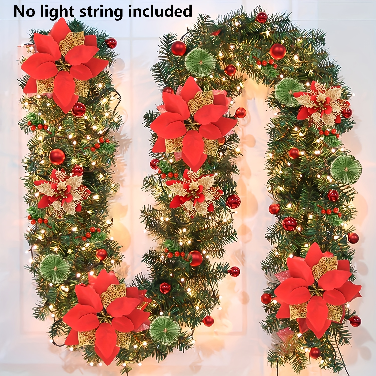 TEMU Christmas Decorative Rattan, Suitable For Home Interior Decoration, Festival Decoration, Staircase Handrail Decoration, Fireplace Decoration,