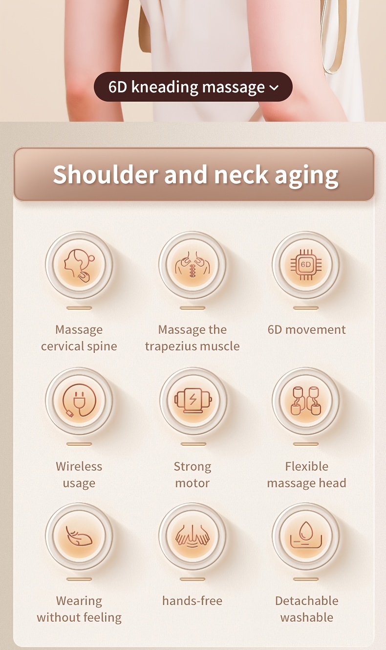 Neck Massager Back Waist Shoulder Neck Cervical Massage Automatic Kneading Device Trapezius Muscle Massager