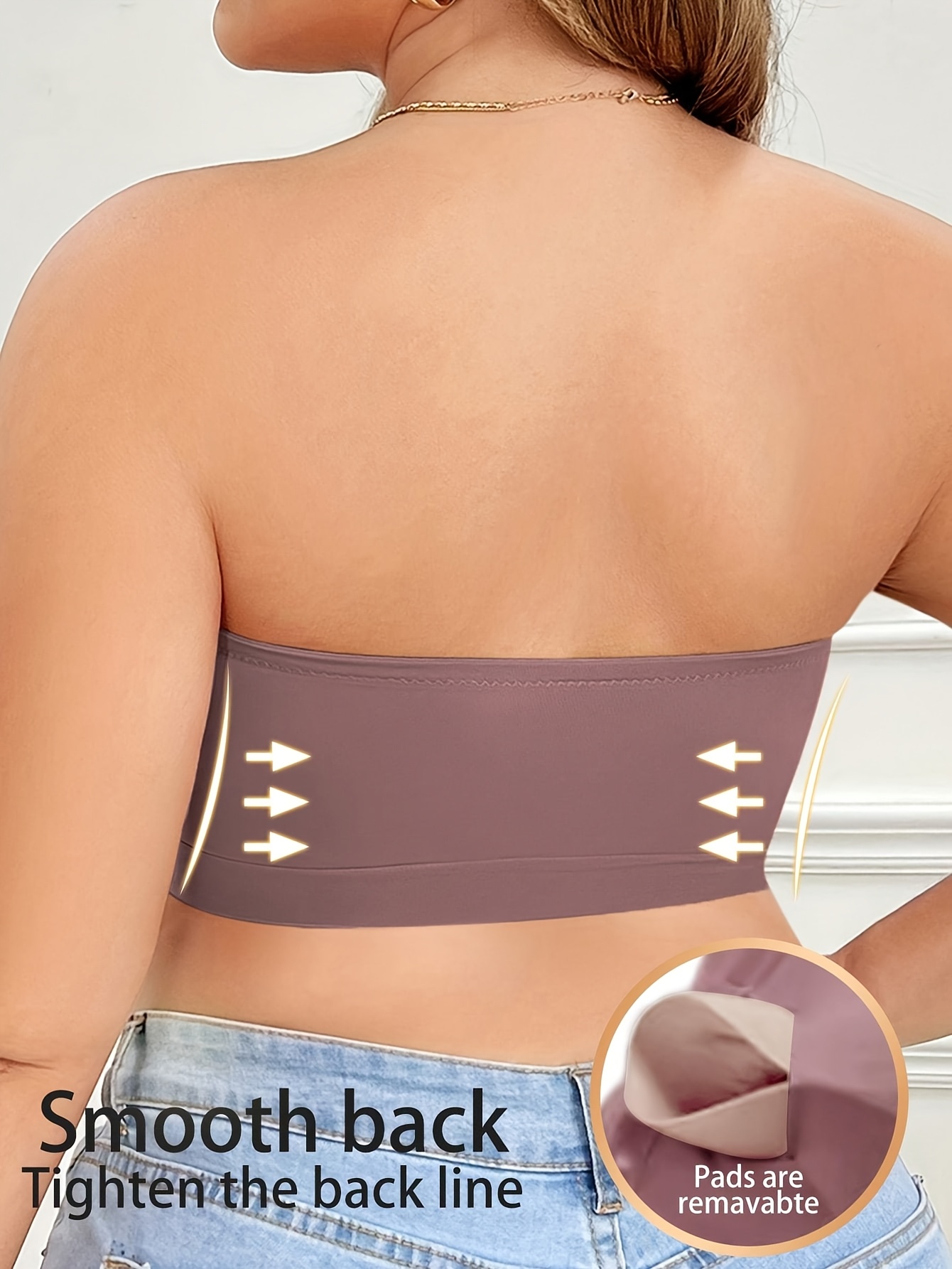 Plus Size Women's Comfortable Bra with Removable Chest Pads - Soft Stretchy Solid Color Round Neck, Side Opening Design & No Underwire, Machine Washable for Everyday & Special Occasions (Casual to Formal Wear)