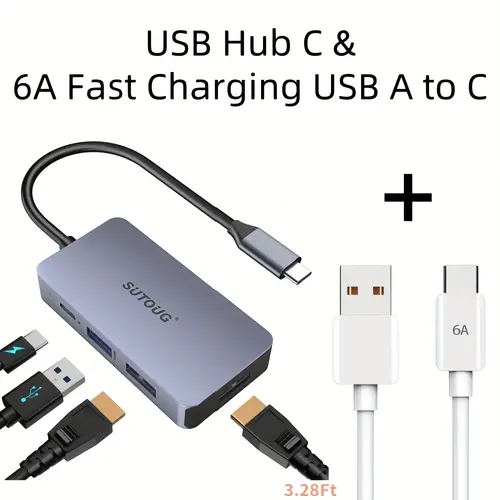 2pcs docking station 6a fast charging in 1 adapter with dual 4k ports 100w usb a 3 0 5 compatible with air chromebook more type