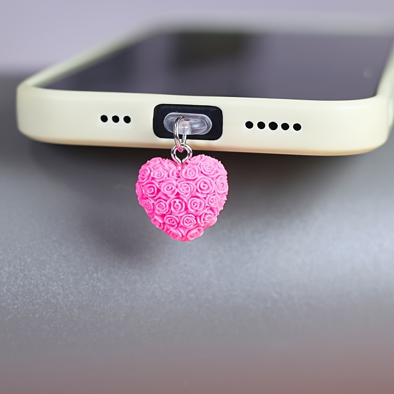 1pc Love Rose Phone Dust Plug Pendant Accessory - Abs Material, Creative Gift With Heart-shaped Design For Charm, Gift For Her|floral Theme|decorative Pendant
