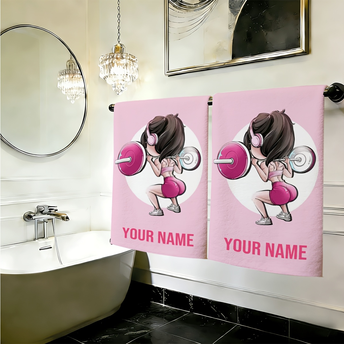 TEMU 1/2 pezzi, Asciugamani con Personalizzato, Stile Fitness , Versatili per Bagno a Casa / Palestra / Spiaggia, Utilizzabili per Uso o Come Regalo,