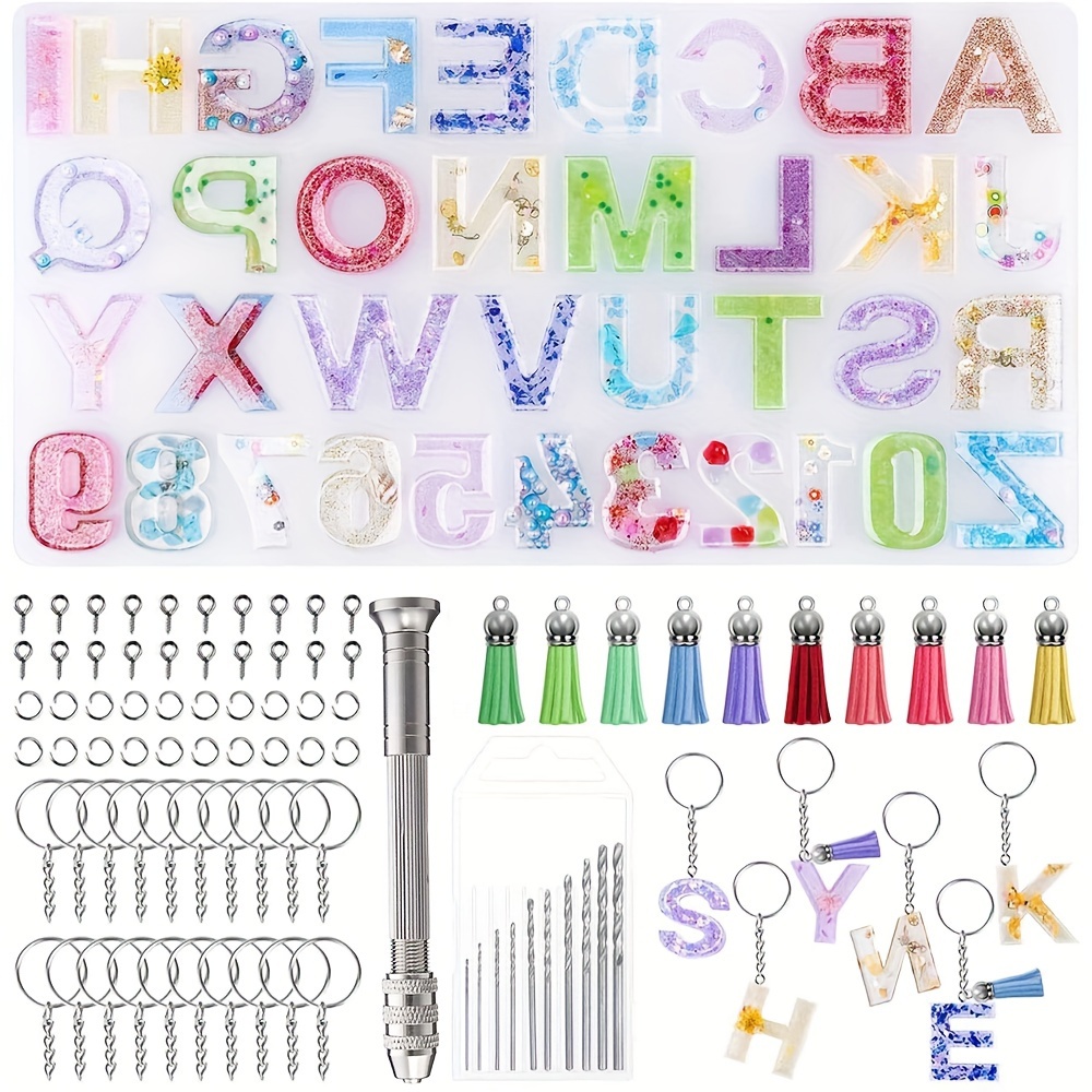 

87 Pieces Diy Colorful Letter Silicone Molds - Large Alphabet Jewelry Resin Casting Molds Tools Set With Number Moulds Kit For Diy Crafts Making