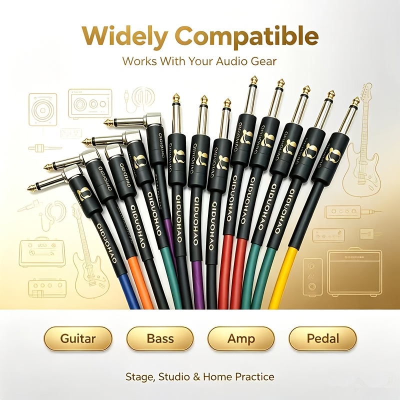 7pcs Right Angle Amplifier Cable Set for Electric Guitar