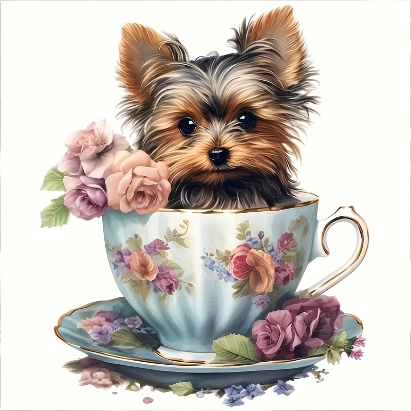 

Animal Series Tea Cup Puppy 5d Diy Diamond Art Painting Full Of Round Cross Stitch Set Frameless Rhinestone Decor Gift Birthday Gift Adult Diamond Embroidery Mosaic Beginner Diamond Painting Set