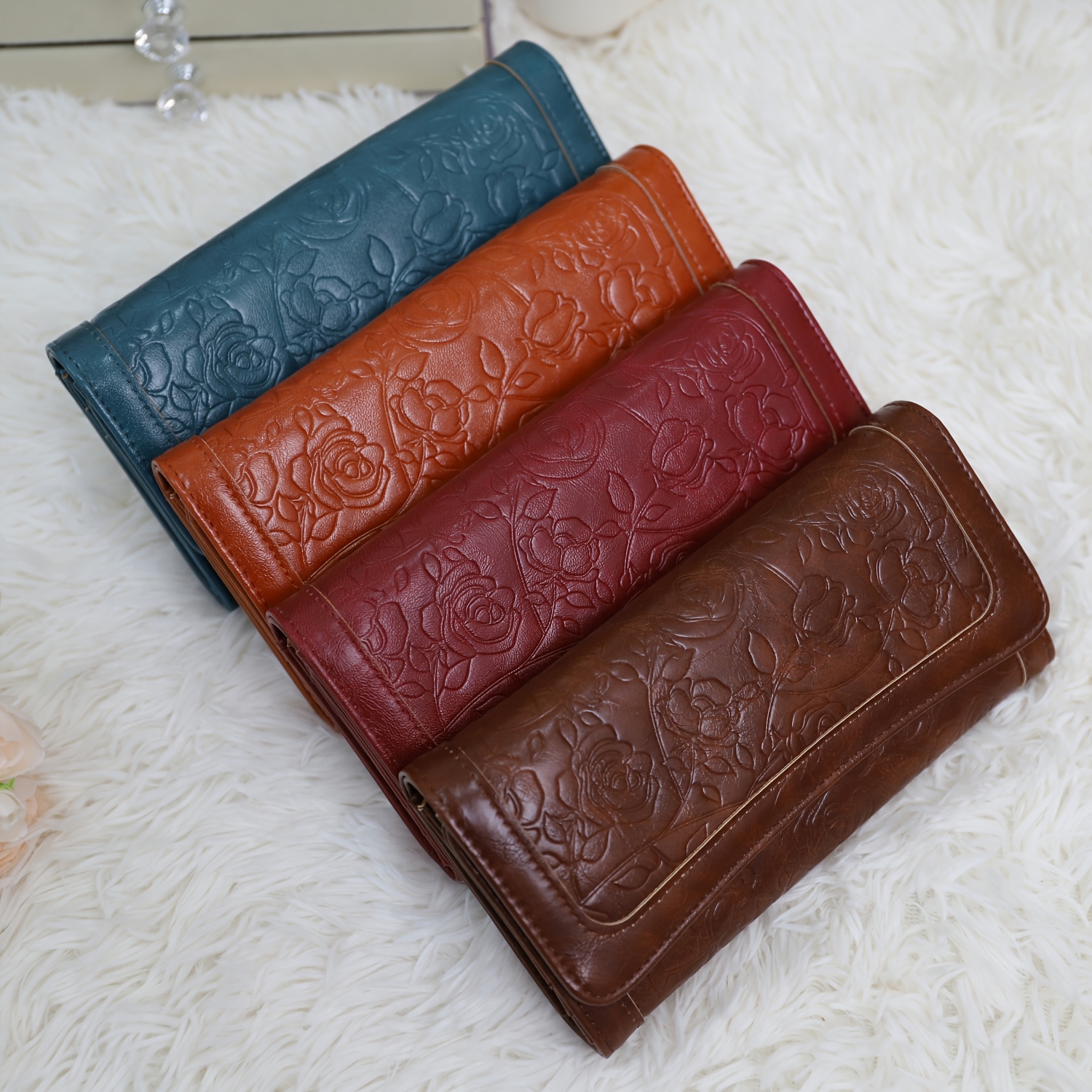 

Women Wallet With Rfid Blocking -trifold Card Holder Designer Ladies Clutch With Id Window Wallets