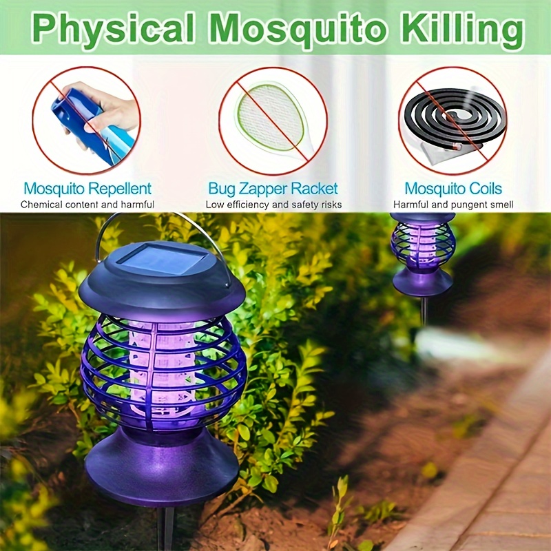 solar powered mosquito killer lamp waterproof outdoor garden patio insect repellent nickel battery mosquito repellent device outdoor solar mosquito zapper outdoor details 3