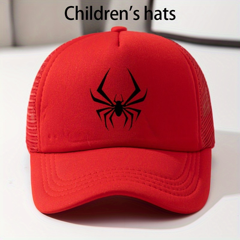 

Kids Adjustable Fashionable Versatile Baseball Cap With Cartoon Spider Print, Uv Protection Outdoor Hat, For Camping, Hiking, Fishing