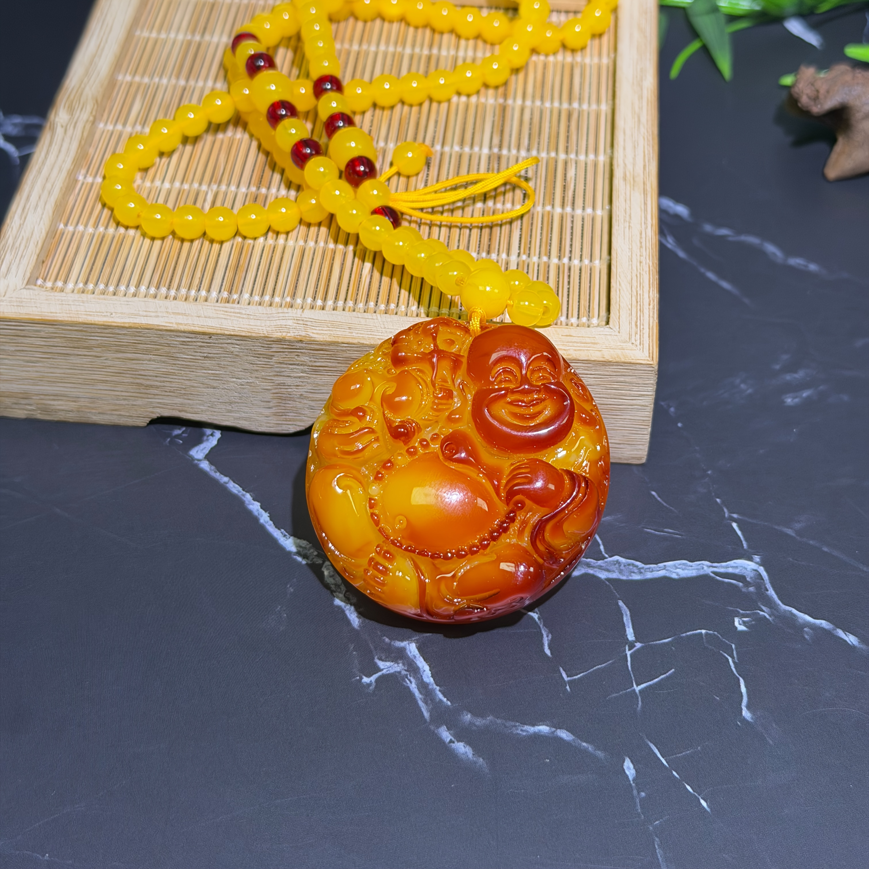 Amber Beeswax Pendant Necklace, Stylish and Elegant