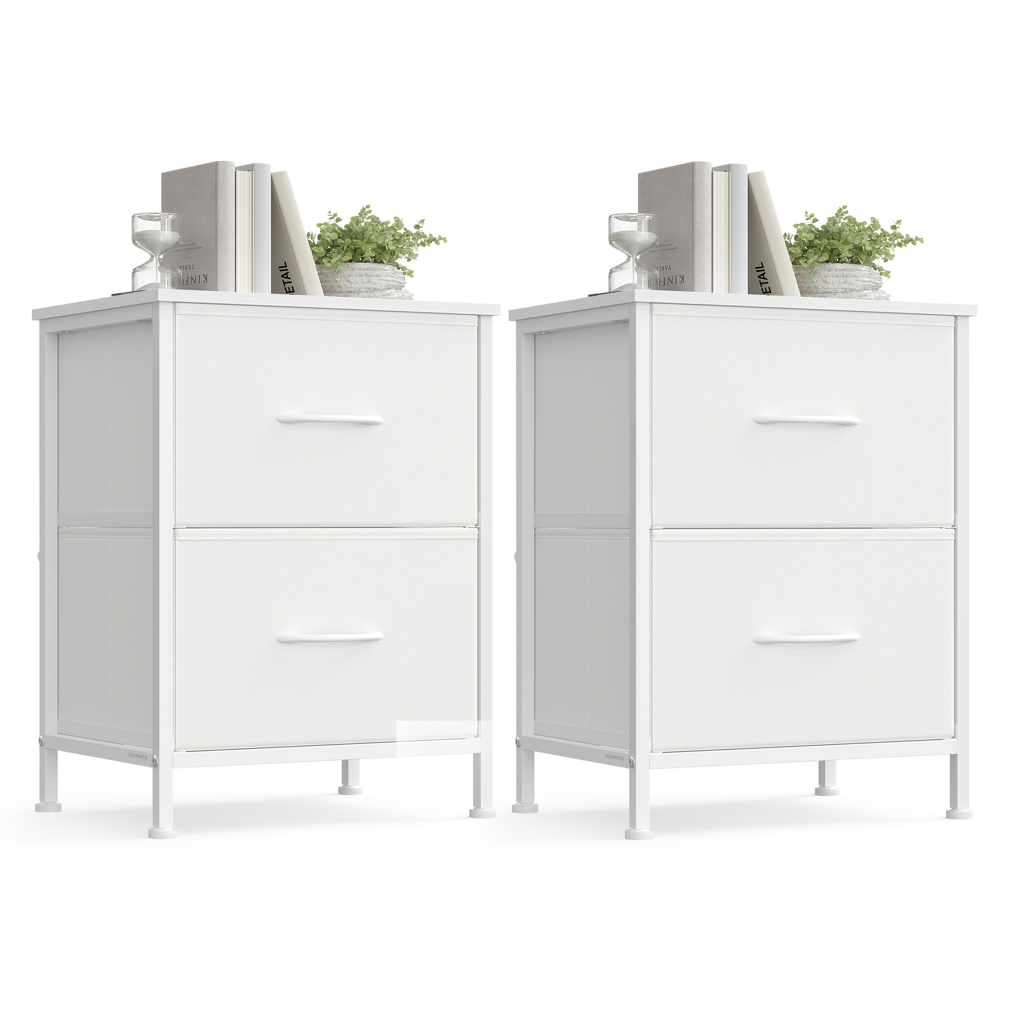 TEMU 2 Pack 2 Drawer Dresser For Bedroom, Fabric Storage Chest Nightstand, Sturdy Mdf Top, Non-woven Drawer Organizer Unit For Closet Entryway