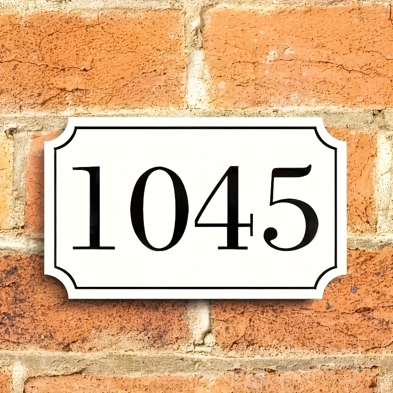 TEMU Wall-mounted House Number Plate With Uv-coated Frame & White Panel - Waterproof Suitable For Brick/panel Walls, Personalized Address Display