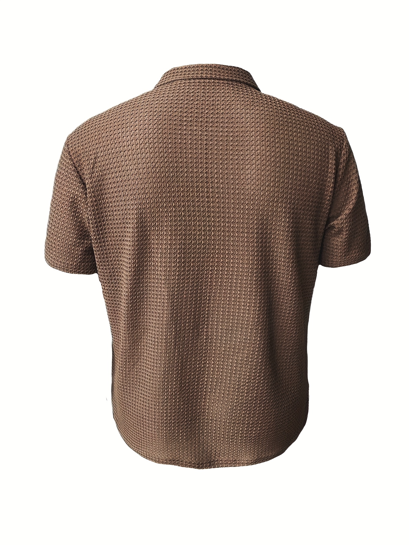 mens short sleeve   shirt with a zipper knitted jacquard stylish for casual wear high quality outdoor top coffee 1