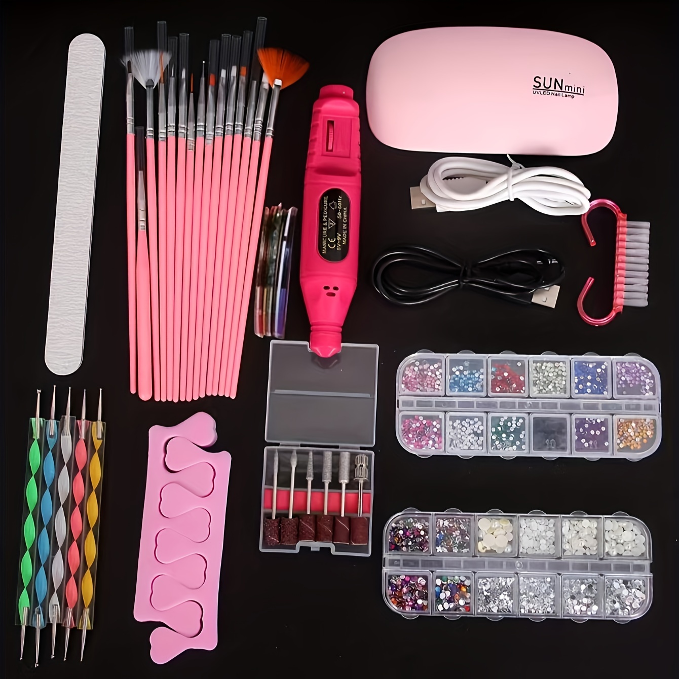 

Nail Art Starter Kit For Beginners - Hypoallergenic, Usb-powered Gel Polish & Acrylic Nail Drill With Brick Stone And Tools Set
