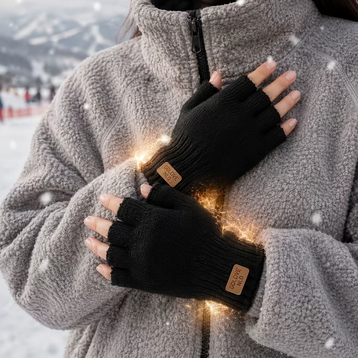 TEMU Solid Color Thermal Gloves, Unisex, Cropped Half Finger, Stretch, Winter Cold Proof, Suitable For Writing And Texting, Perfect Gift Gloves