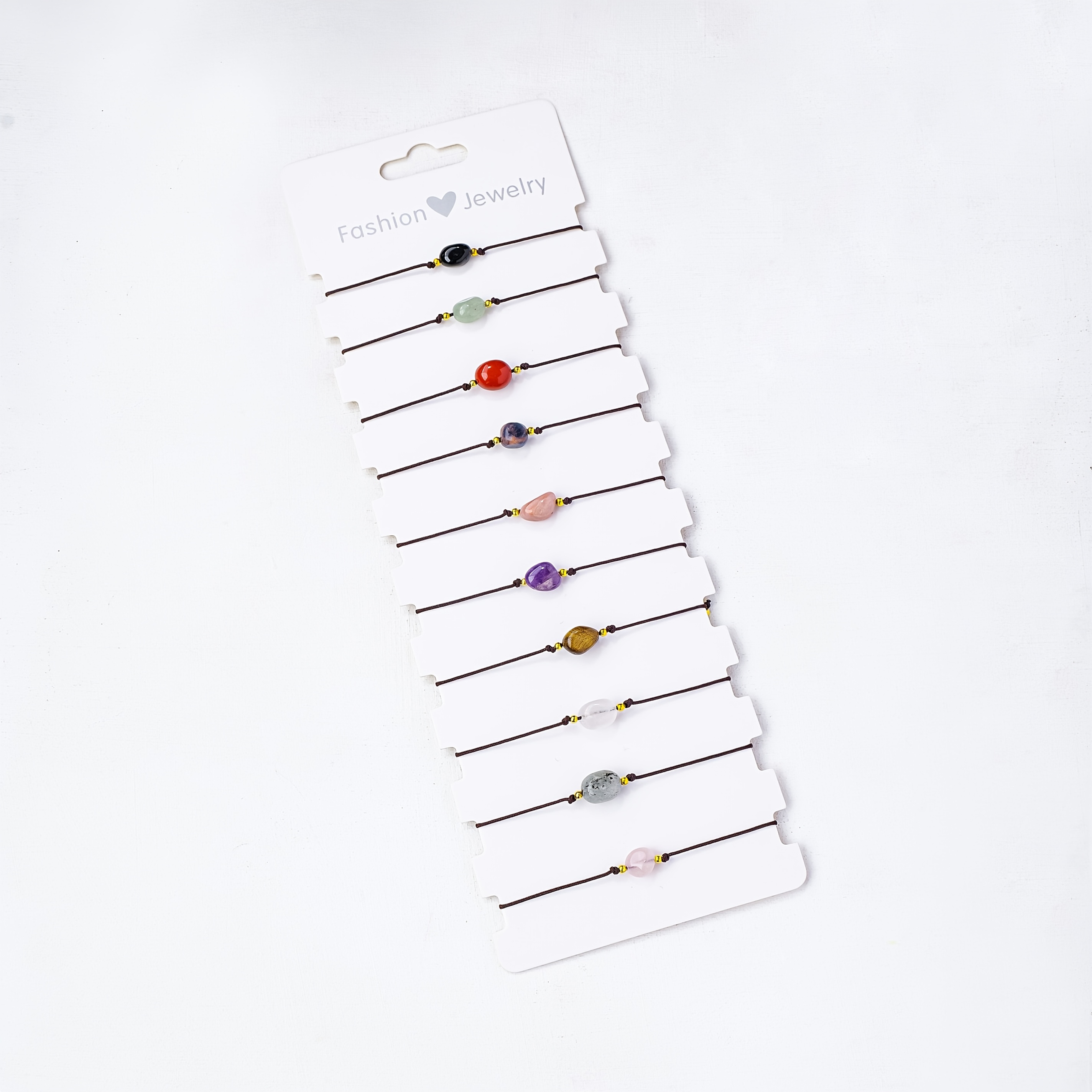 E-shop 10 Stück/Set Natürliche Kristall-Reis-Perlen-Armband, Verstellbarer Schnür, Mehrfarbig, für und Selbstpflege, Exquisites Geschenk für Männer und