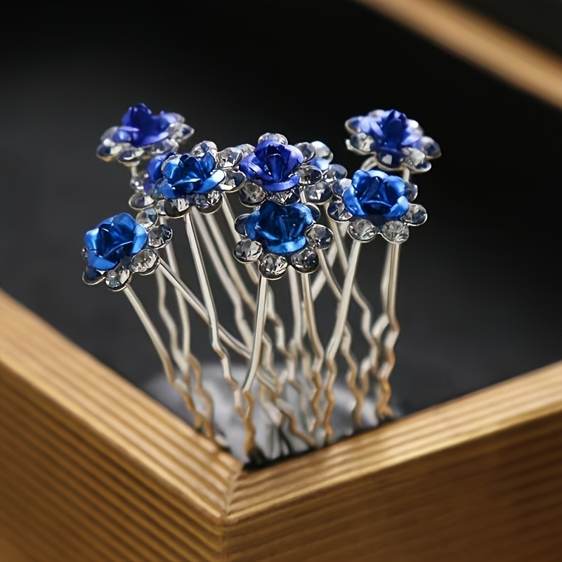 10pcs womens u shaped blue rose hair accessory - Temu Mauritius