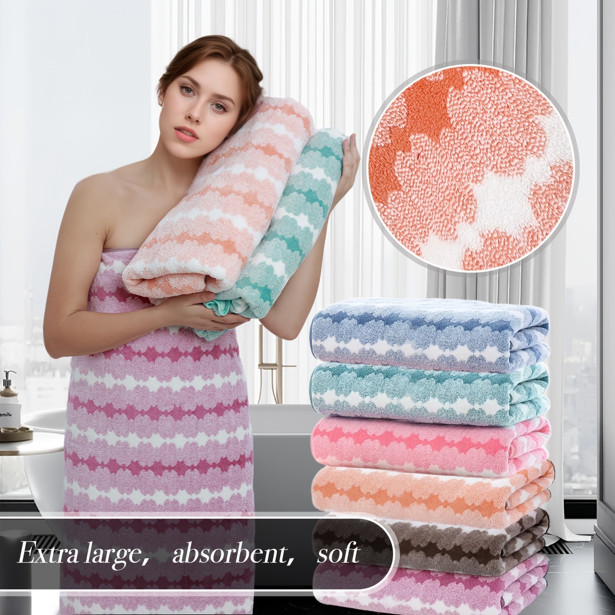 1pc extra large bath towel for woman ultra soft ultra absorbent quick drying wash cloths