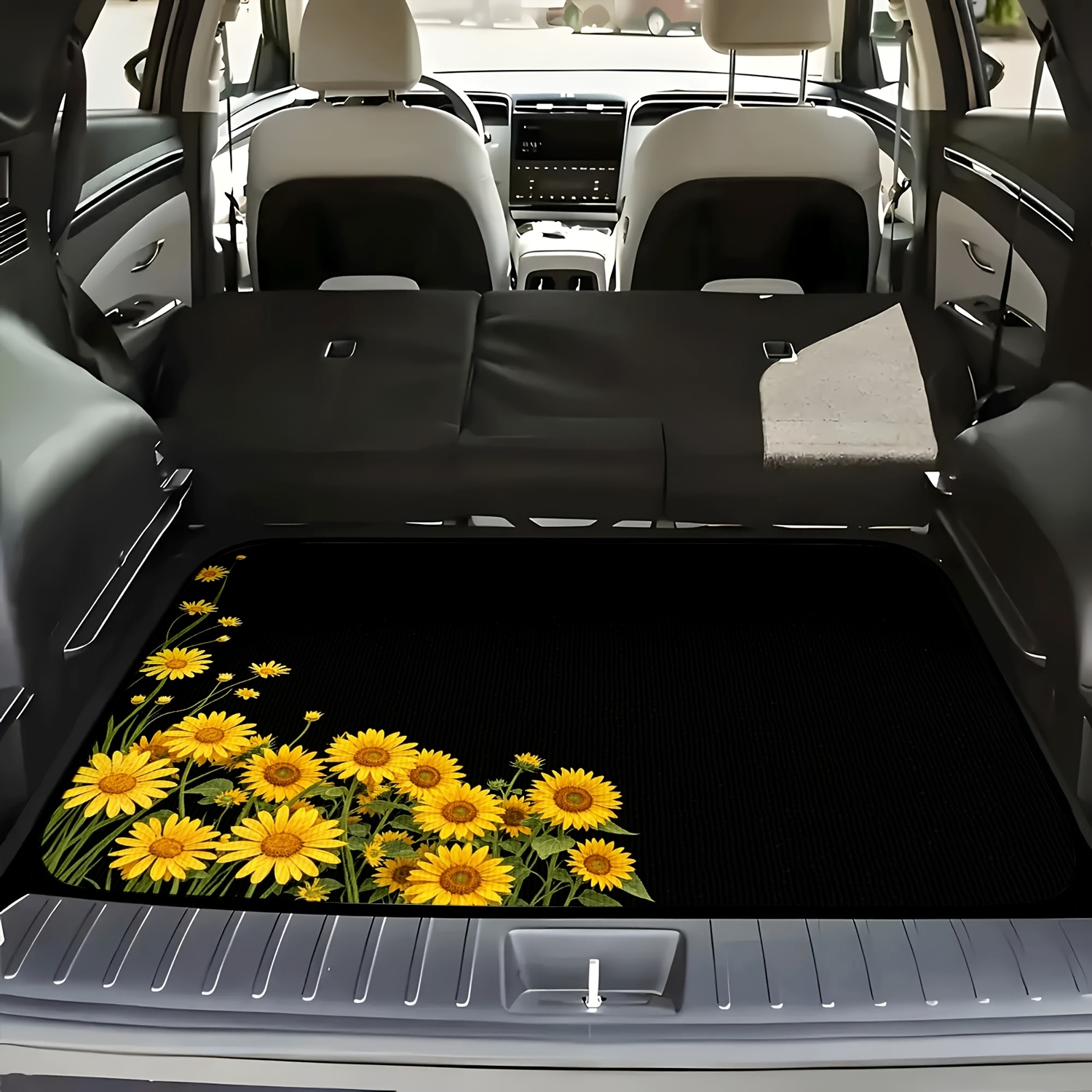 TEMU 1pc Sunflower Blooming Spring Vitality Car Trunk Mat, Universal Auto Trunk Liner, Enhancing Car Interior Atmosphere, Keeping Your Trunk ,